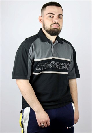 VINTAGE HARLEY DAVIDSON T-SHIRT POLO BLACK