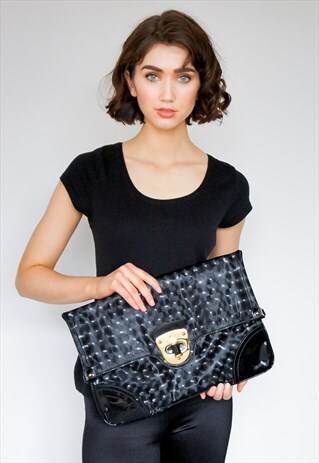LARGE BLACK CLUTCH BAG BY ALEXANDER MCQUEEN