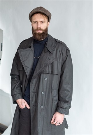 VINTAGE 60S CLASSIC TRENCH COAT IN GREY