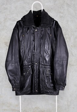 Vintage Black Leather Jacket XL