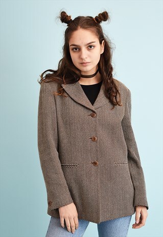 90'S RETRO MAX MARA CLASSIC CUT JAZZY WOOL JACKET