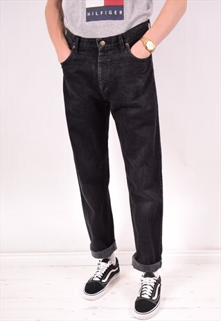 LEE MENS VINTAGE JEANS W32 L32 BLACK 90S