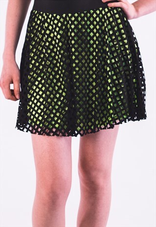 MESH SUMMER MINI SKIRT IN BLACK GREEN