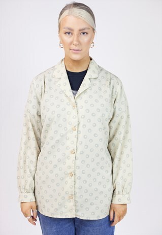 VINTAGE 90S BEIGE PATTERNED LIGHT BLOUSE