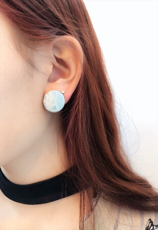 VINTAGE 80S IRIDESCENT TRIBE DISC EARRINGS