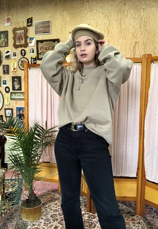VINTAGE 90S BEIGE NEUTRAL FRUIT OF THE LOOM SWEATER