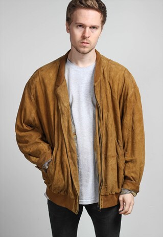 VINTAGE OVERSIZED SUEDE BOMBER JACKET