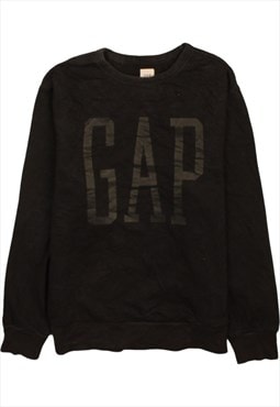 Vintage 90's Gap Sweatshirt Spellout Crew Neck Black Medium