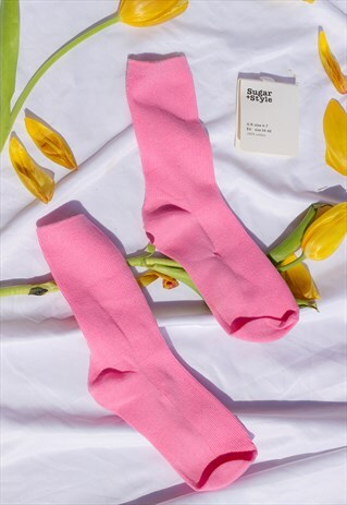 BUBBLEGUM PINK COLOUR BLOCK SOCKS