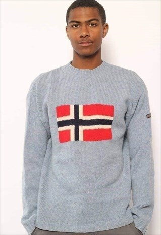 VINTAGE NAPAPIJRI BIG LOGO JUMPER BLUE