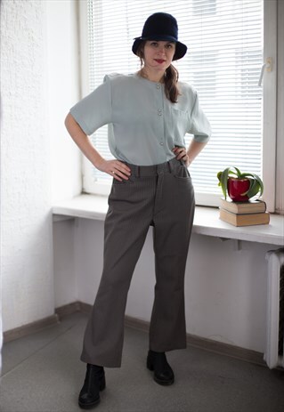 VINTAGE 80'S BROWN PATTERNED TROUSERS