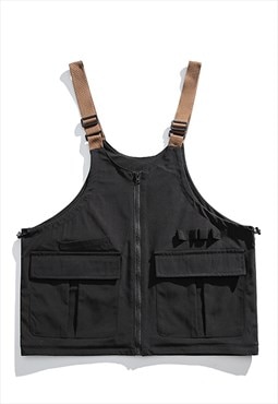 Utility vest sleeveless jacket workwear top strap jumper bag