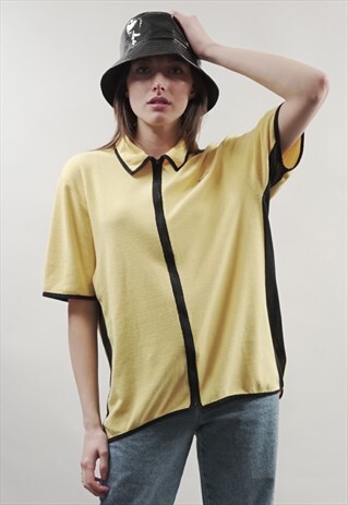 VINTAGE 90'S NIKE YELLOW ZIP-UP FLANNEL T-SHIRT