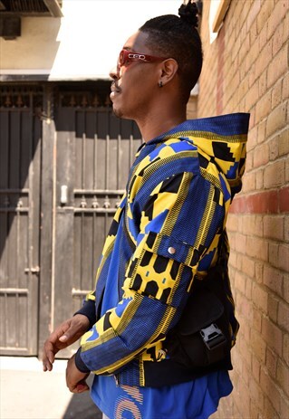 RARE ANKARA PRINT MEN'S HOODED JACKET