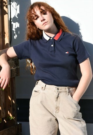 RARE TOMMY HILFIGER 90S NAVY POLO TOP