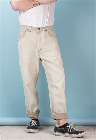 VINTAGE 90S CREAM WRANGLER JEANS 501 STYLE