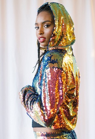 WANNABE SEQUIN HOODED BOMBER