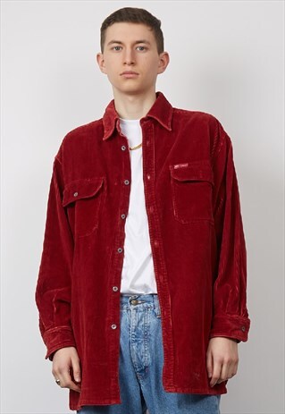 VINTAGE 90'S DARK RED HEAVY CORDUROY WORKMAN JACKET