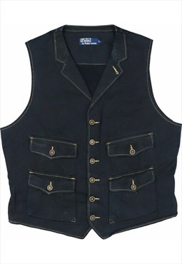 Ralph Lauren polo 90's Vest Sleeveless Denim Gilet Large Nav