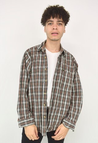 VINTAGE 90'S RED AND GREY LEE CHECKED SHIRT