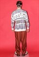 90'S VINTAGE ICONIC ABSTRACT PRINT CARDIGAN IN PASTEL TONES