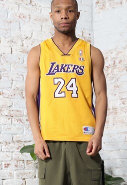 Vintage Champion LA Lakers Kobe NBA Jersey Top Yellow