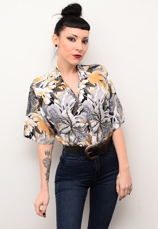VINTAGE 90'S FLORAL GRUNGE ABSTRACT PATTERNED SHIRT