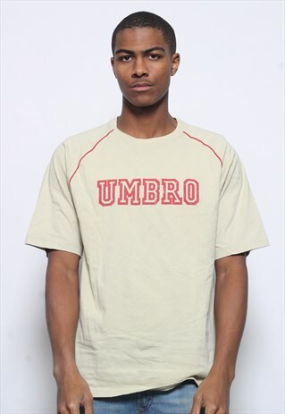 VINTAGE UMBRO BIG LOGO SPELL OUT T-SHIRT BEIGE