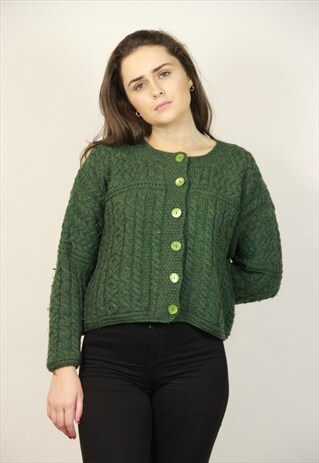 VINTAGE GREEN WOOL CARDIGAN