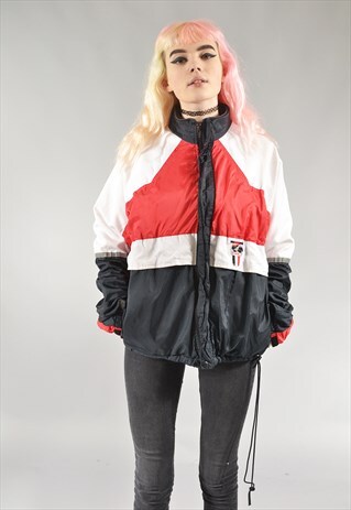 VINTAGE NIKE RED & BLACK TRACK TOP JACKET