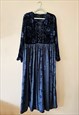 90S BLUE FLORAL LACE UP WHIMSY LONG FLARE MAXI DRESS