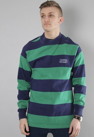 VINTAGE STRIPED NAUTICAL UNIVERSITY SWEATSHIRT LARGE
