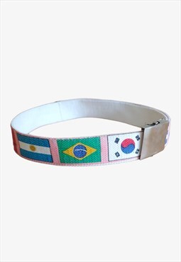 Vintage Y2K World Flag Belt 