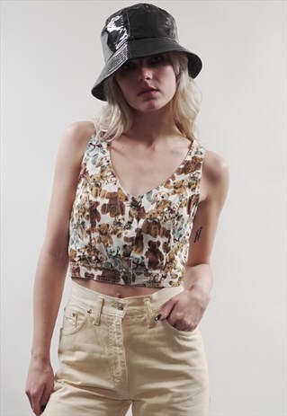 VINTAGE 90'S TEDDY BEAR PRINT CROP TOP