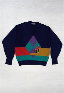 1980's Vintage G.Boss III Jumper Navy Multi