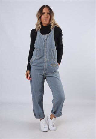 DENIM DUNGAREES OVERALLS VINTAGE STRIPED UK 10 (EMDE)