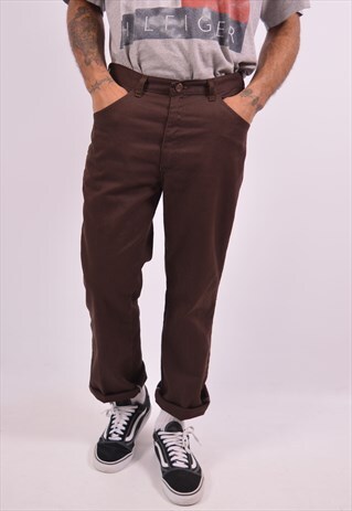 DICKIES MENS VINTAGE TROUSERS W34 L29 BROWN 90S