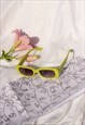 LIME GREEN ROUNDED RECTANGLE 90S LOOK SUNGLASSES