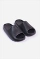 BLACK RUBBER RIBBED SOLE SLIDERS