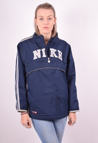 NIKE WOMENS VINTAGE PULLOVER JACKET LARGE BLUE 90'S