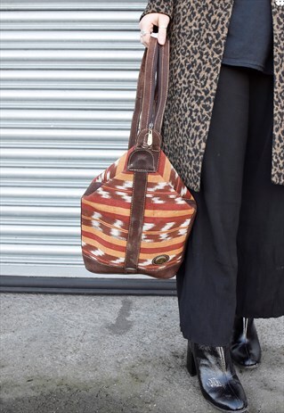VINTAGE AZTEC NATURAL CUERO SUEDE BACKPACK / RUCKSACK