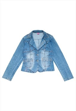  Vintage Y2K 00s denim blazer jacket in blue