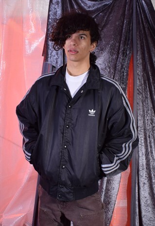 VINTAGE ADIDAS BLACK BOMBER STYLE JACKET