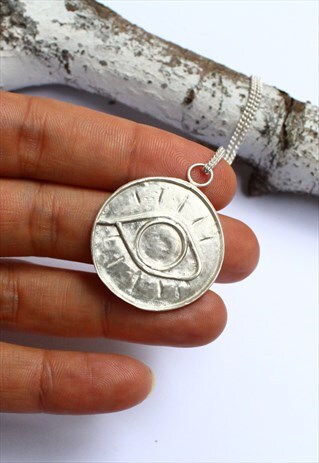MEDALLION IN STERLING SILVER EYE AMULET