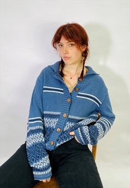 Vintage Size L Knitted Cardigan in Multi