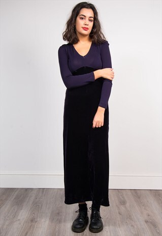 VINTAGE 90'S DEEP PURPLE VELVET MESH DRESS
