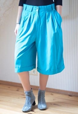 Bright blue wide cullote shorts