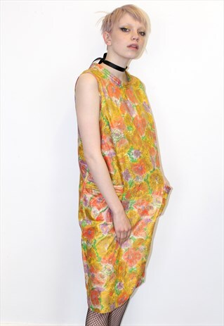 VINTAGE 60S SUMMER PAISLEY FLORAL MIDI DRESS FESTIVAL BOHO