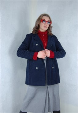 Vintage 90's tailored trench coat blazer jacket in dark navy
