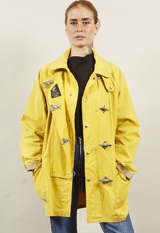 VINTAGE YELLOW METAL DUFFLE COAT
